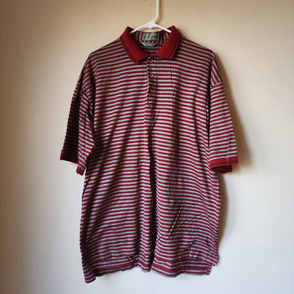 Descente International Collection Golf Polo Mens Size XL Red Gray Striped Vtg - Picture 1 of 8